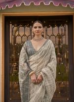 Pure Tissue Silk Grey Traditional Wear Printed Saree